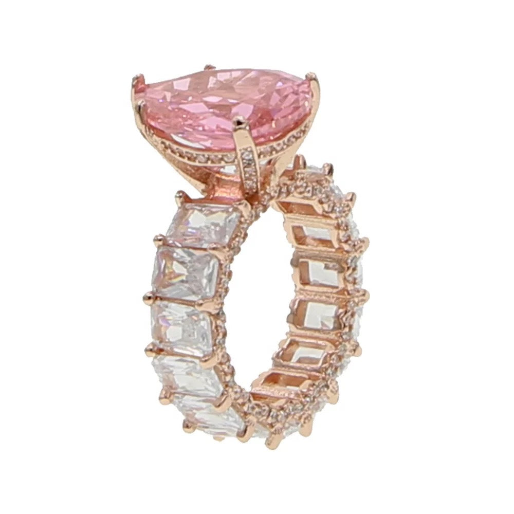 Pink Diamond Teardrop Ring