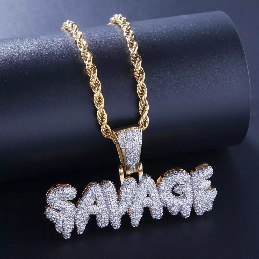 Dripping Savage Gold and Diamond Pendant
