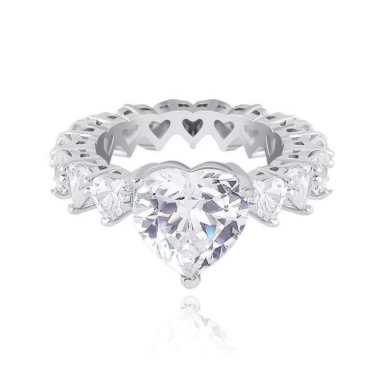 White Gold Diamond Heart Ring