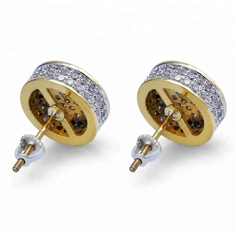 Micro Pave Diamond Round Earrings