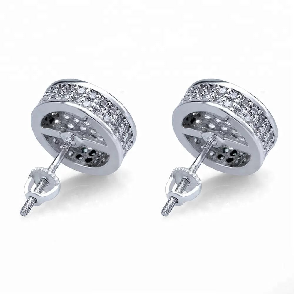 Micro Pave Diamond Round Earrings