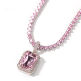 Pink Cube Pink Tennis Necklace
