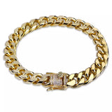 Cuban Plain Gold Bracelet with Diamond Clasp