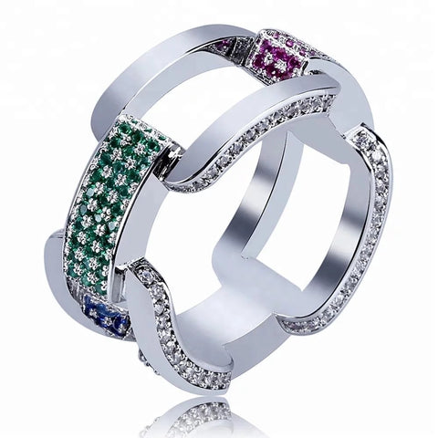Square Cluster Diamond Baguette Ring