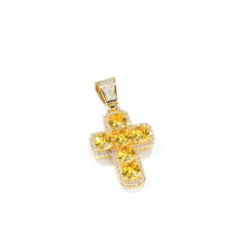 White Diamond Gold Cross Pendant